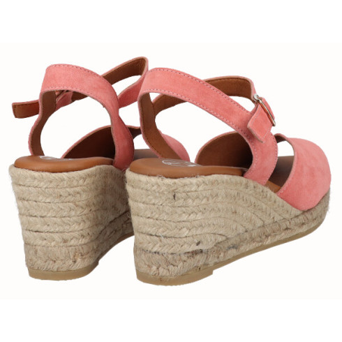Viguera Sandalia Cuña Media Yute Rosa