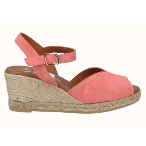Viguera Sandalia Cuña Media Yute Rosa