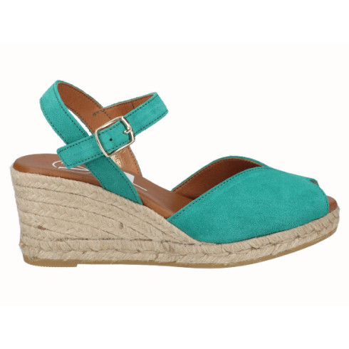 Viguera Sandalia Cuña Media Yute Verde