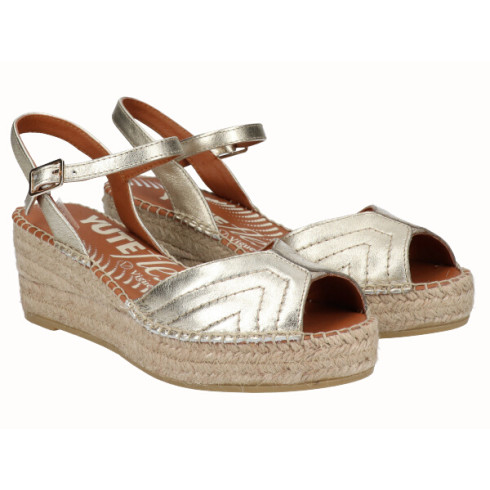 Viguera Sandalia Cuña YuteFlex Oro