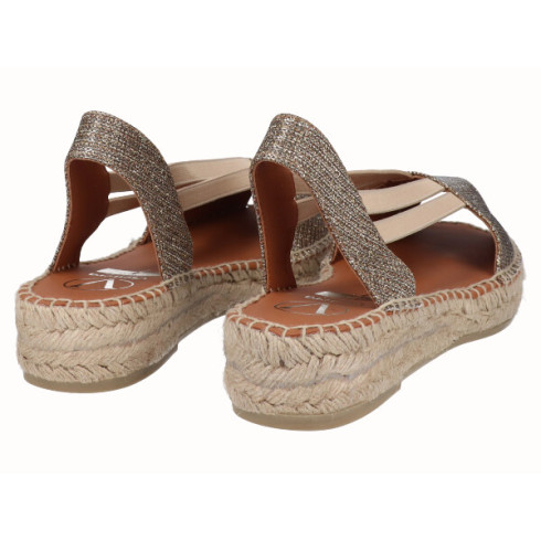 Viguera Sandalia Plana Yute Bronce Con Elásticos