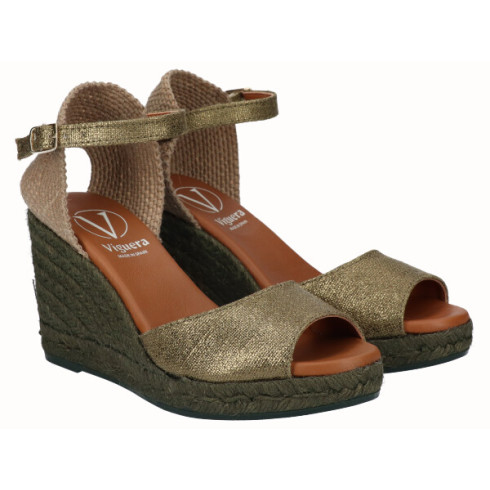 Viguera Sandalia Yute Cuña Alta Kaki