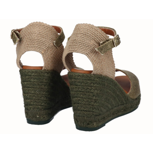 Viguera Sandalia Yute Cuña Alta Kaki