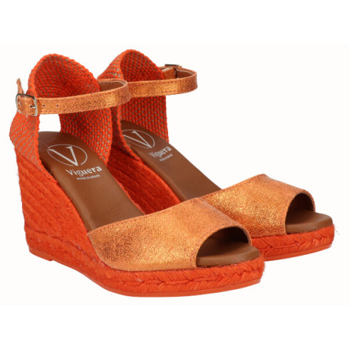 Viguera Sandalia Yute Cuña Alta Naranja