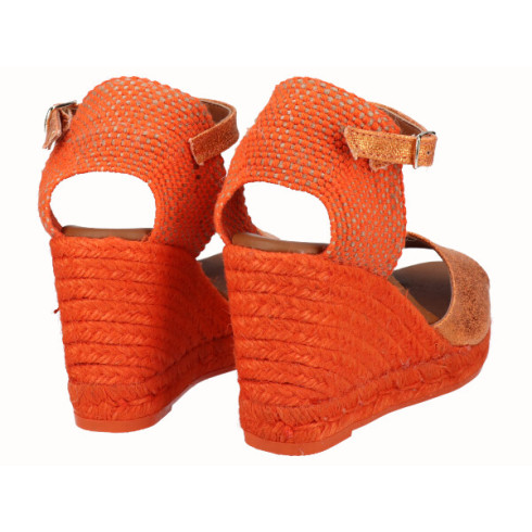 Viguera Sandalia Yute Cuña Alta Naranja