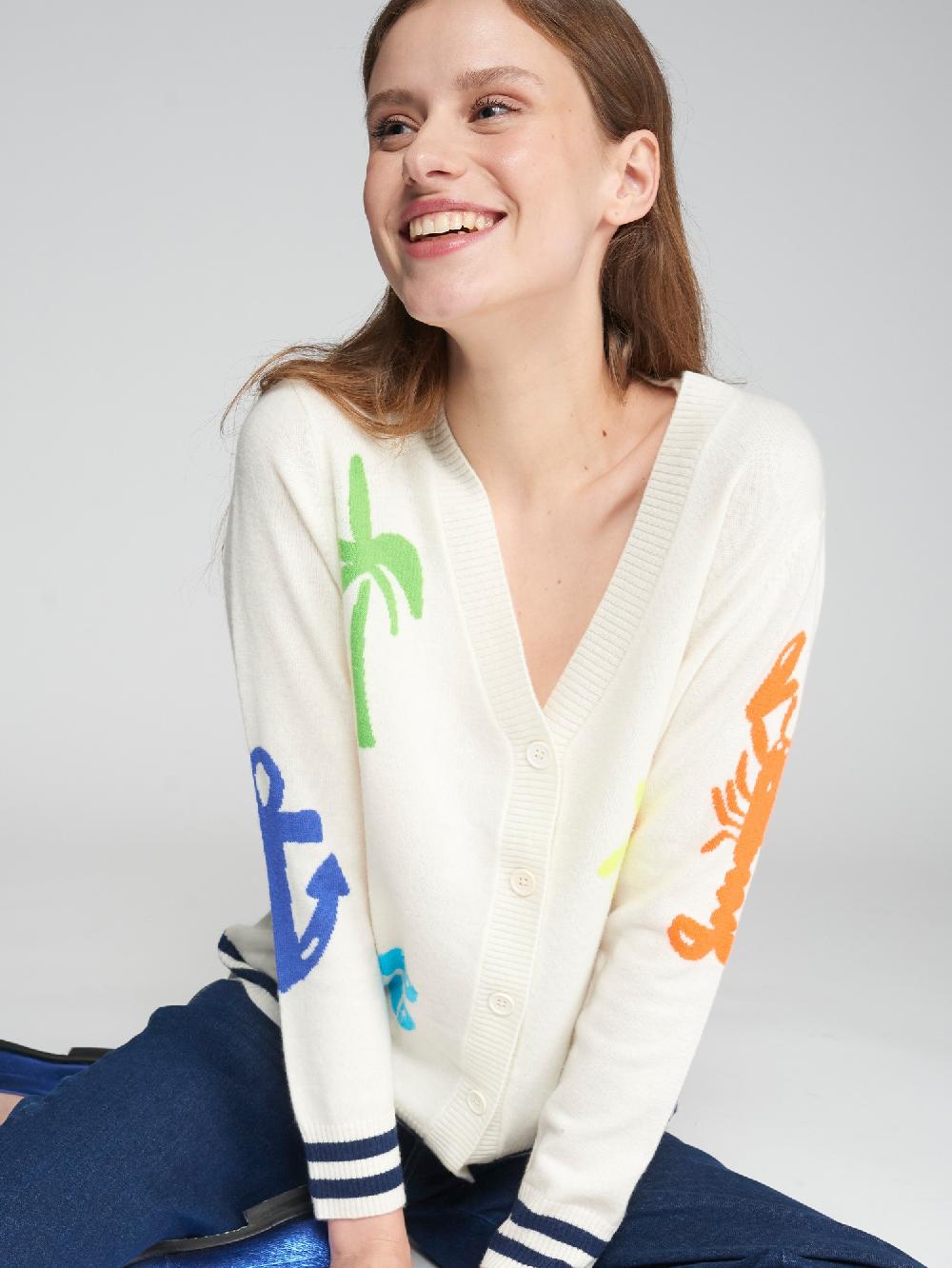 Vilagallo CARDIGAN PUNTO INTARSIA PLAYA CRUDO PLAYA