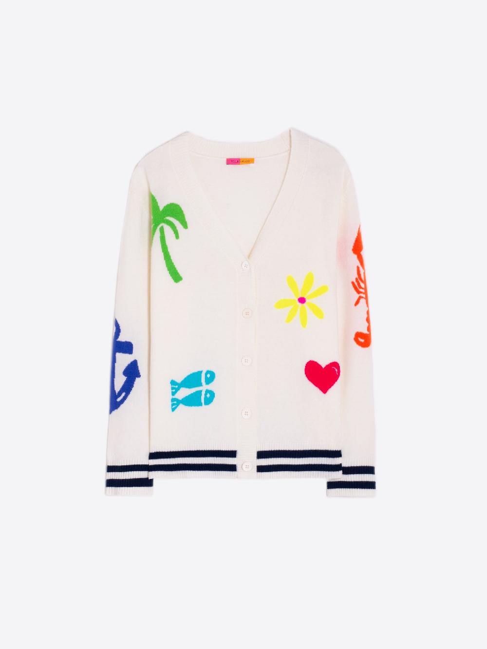 Vilagallo CARDIGAN PUNTO INTARSIA PLAYA CRUDO PLAYA