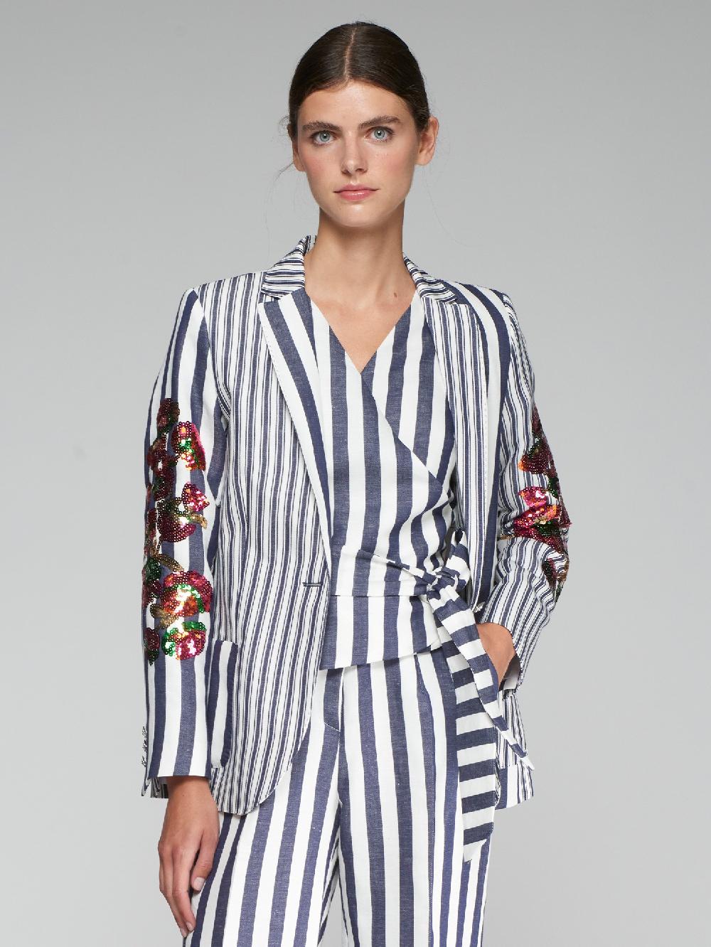 Vilagallo CHAQUETA BORDADO LENTEJUELAS RAYA CONTRASTE