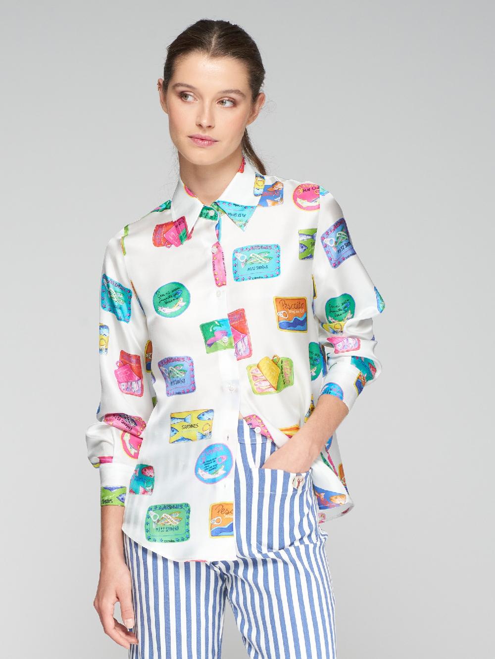 vilagallo CAMISA 100% SEDA SARDINAS PRINT