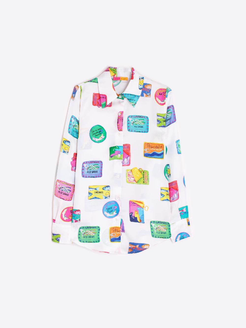 vilagallo CAMISA 100% SEDA SARDINAS PRINT