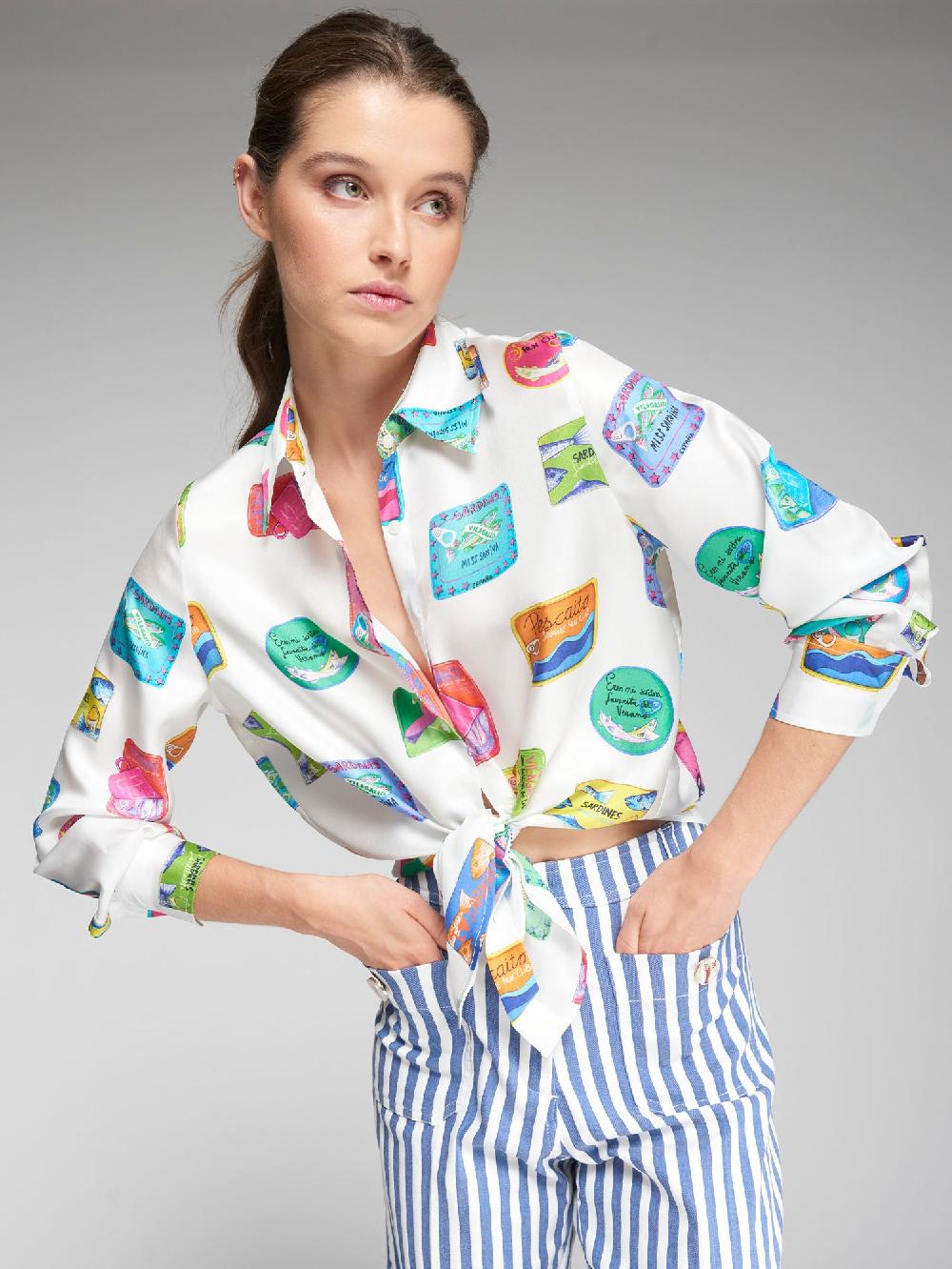 vilagallo CAMISA 100% SEDA SARDINAS PRINT