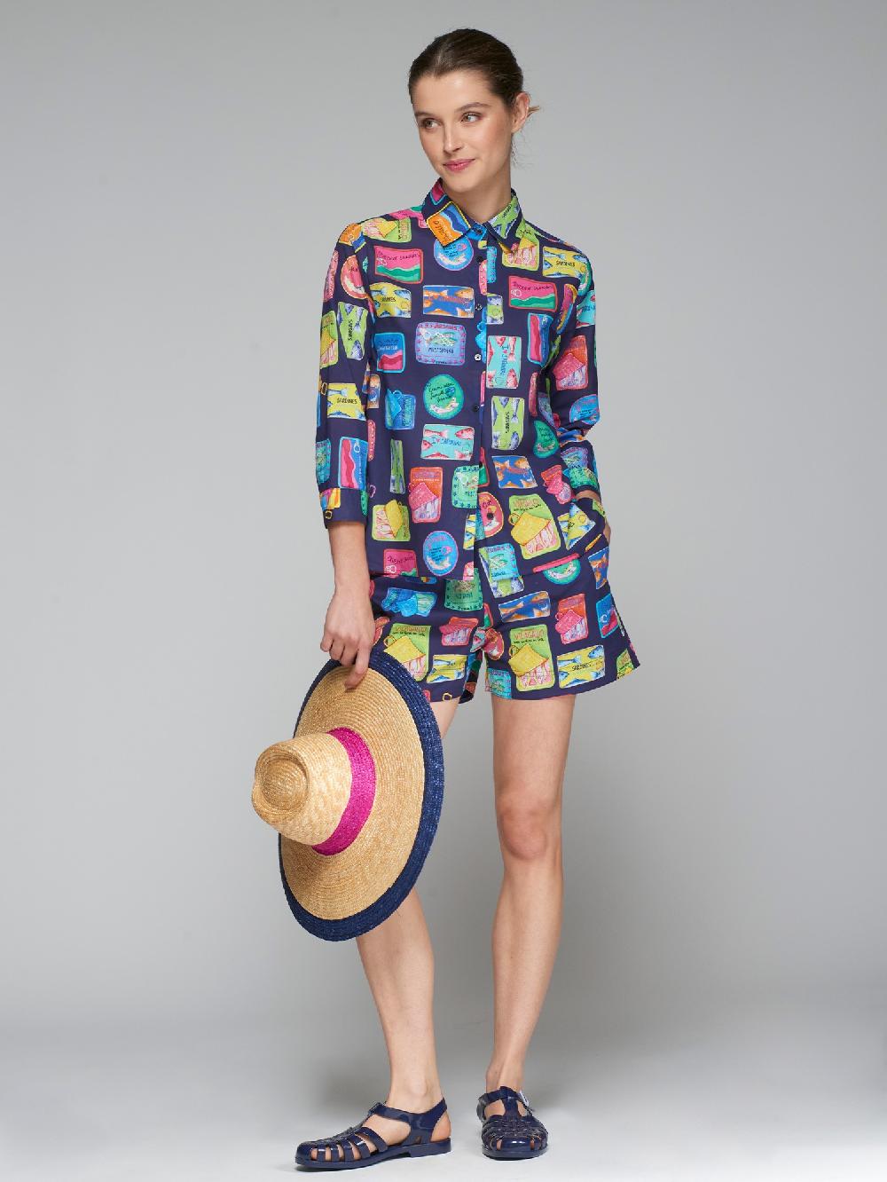 Vilagallo CAMISA ALDODÓN VOILE PRINT SARDINAS