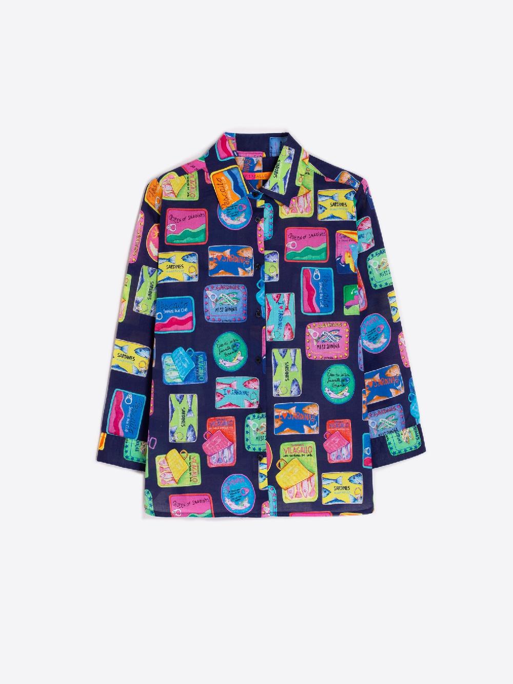 Vilagallo CAMISA ALDODÓN VOILE PRINT SARDINAS