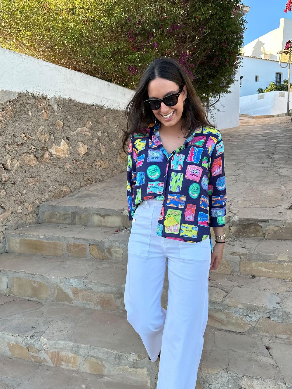 vilagallo CAMISA ALDODÓN VOILE PRINT SARDINAS