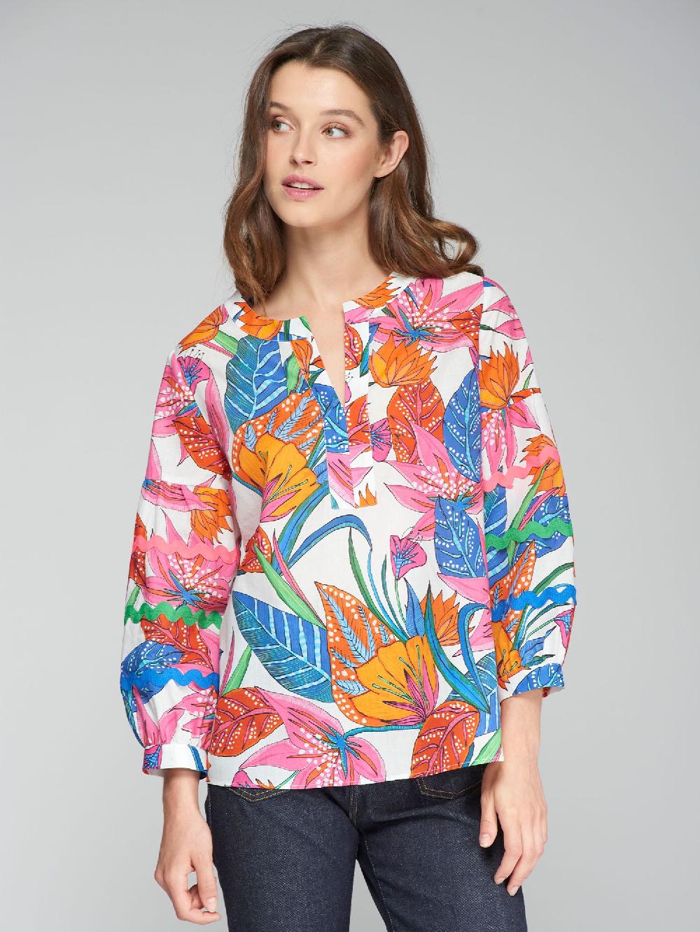 Vilagallo CAMISA ALGODÓN PRINT FLOR TROPICAL