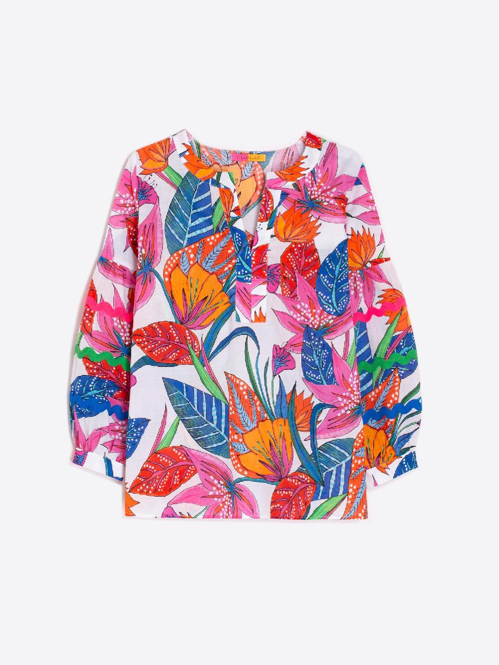 Vilagallo CAMISA ALGODÓN PRINT FLOR TROPICAL