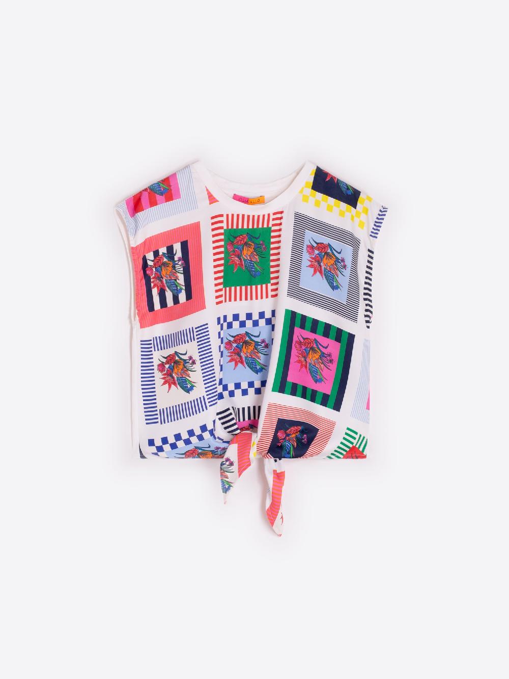 Vilagallo CAMISETA NUDO CUADROS FLORES