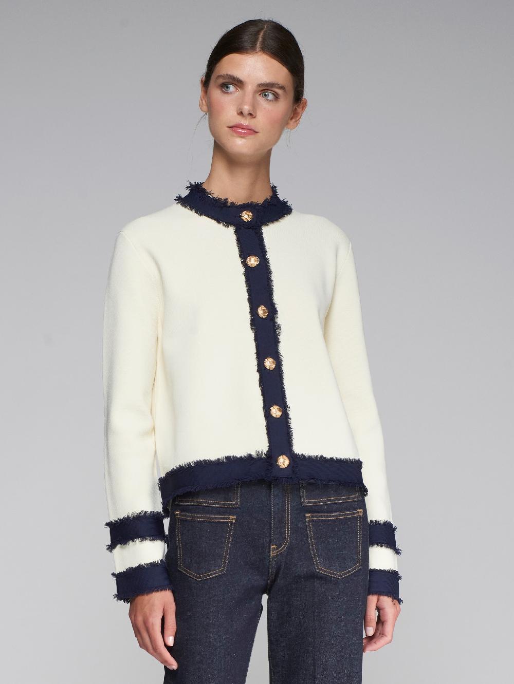 Vilagallo CARDIGAN PUNTO BICOLOR CRUDO NAVY