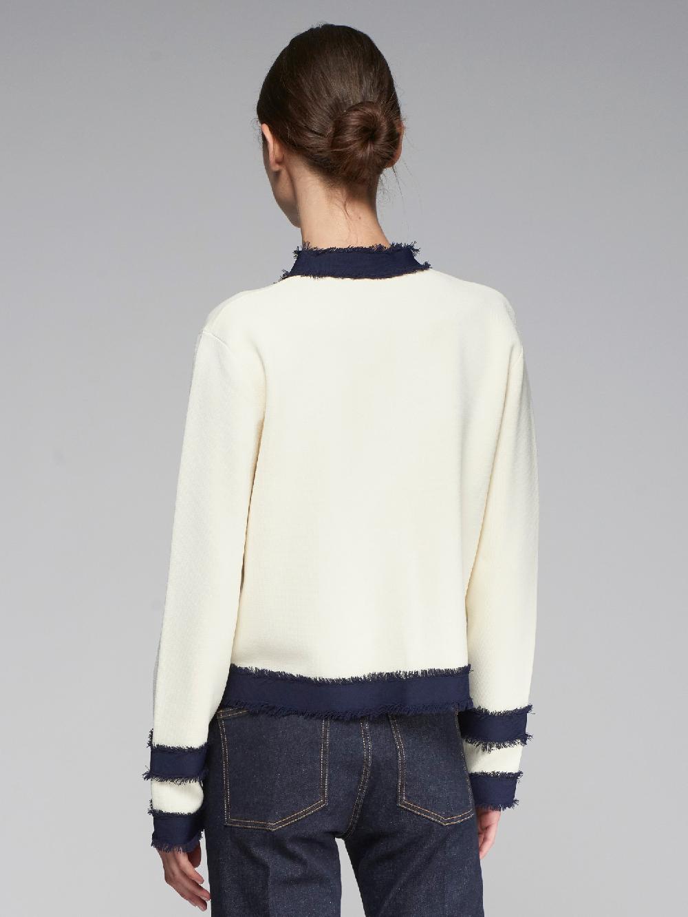 Vilagallo CARDIGAN PUNTO BICOLOR CRUDO NAVY