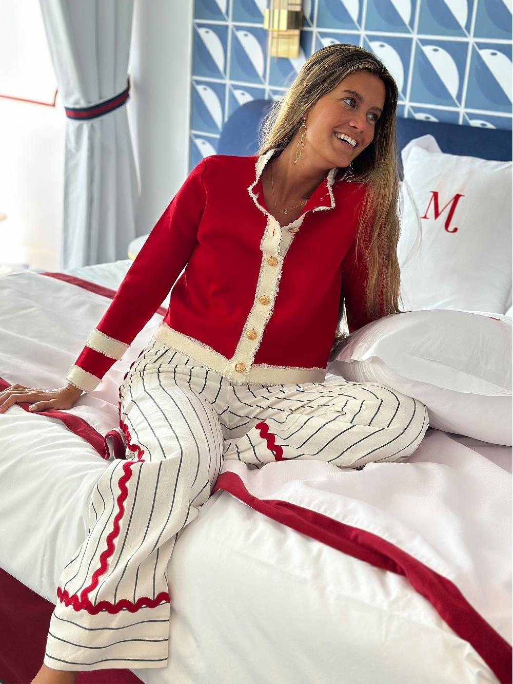 Vilagallo CARDIGAN PUNTO BICOLOR ROJO