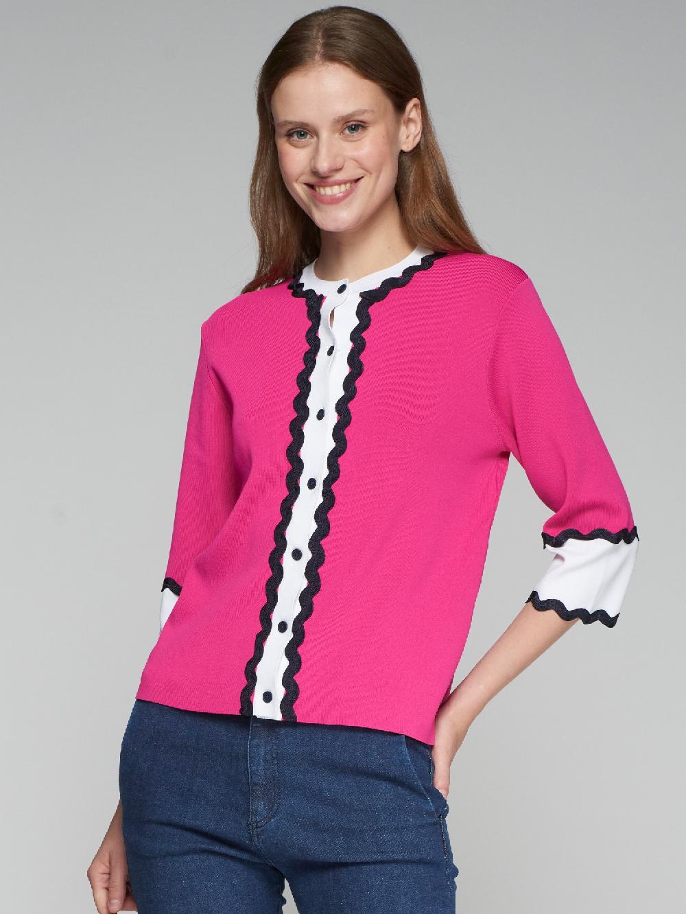 Vilagallo CARDIGAN PUNTO ROSA CON ONDULINA