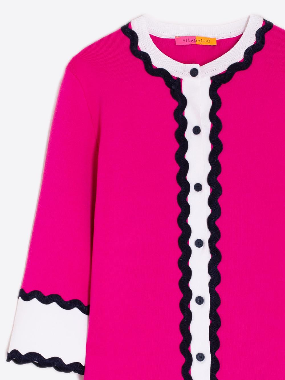 Vilagallo CARDIGAN PUNTO ROSA CON ONDULINA