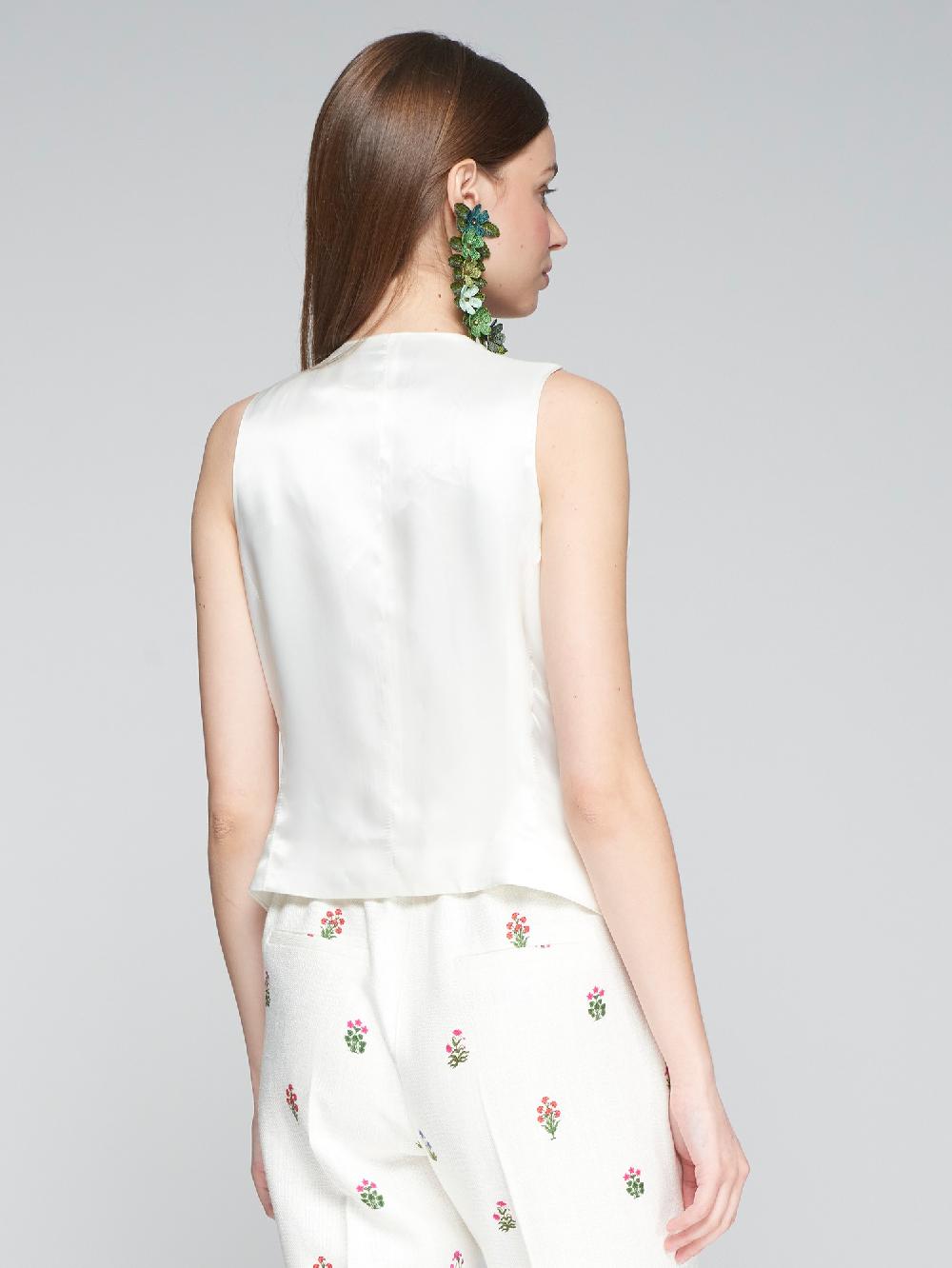 Vilagallo CHALECO LINO ESTAMPADO MINI FLOR