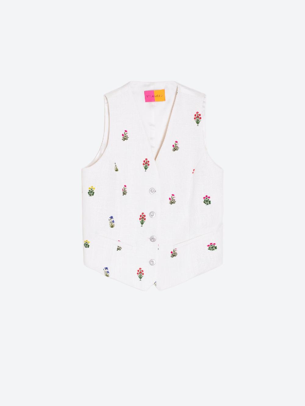 Vilagallo CHALECO LINO ESTAMPADO MINI FLOR