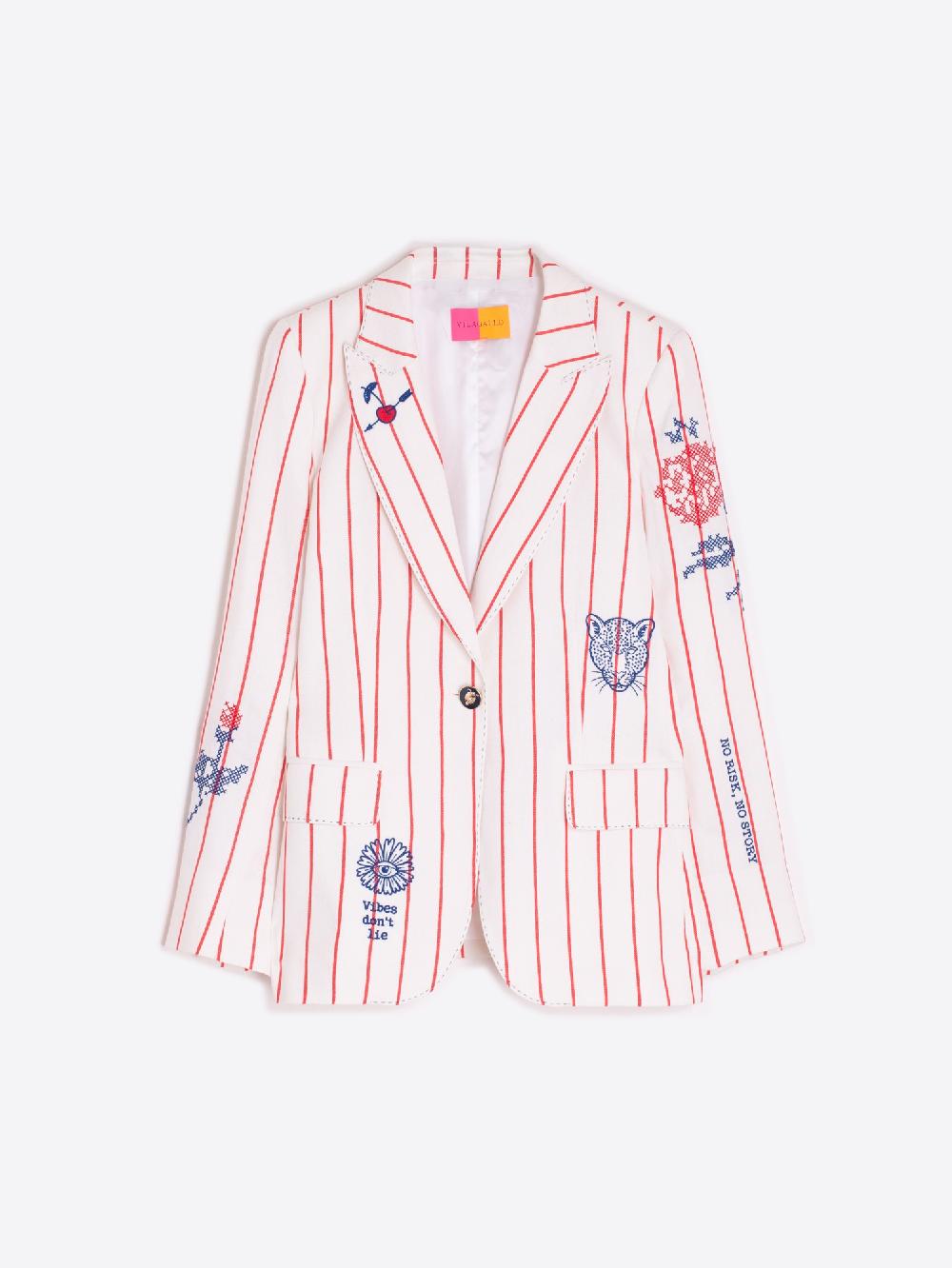 Vilagallo CHAQUETA BORDADA DIPLOMATICO ROJO LINO