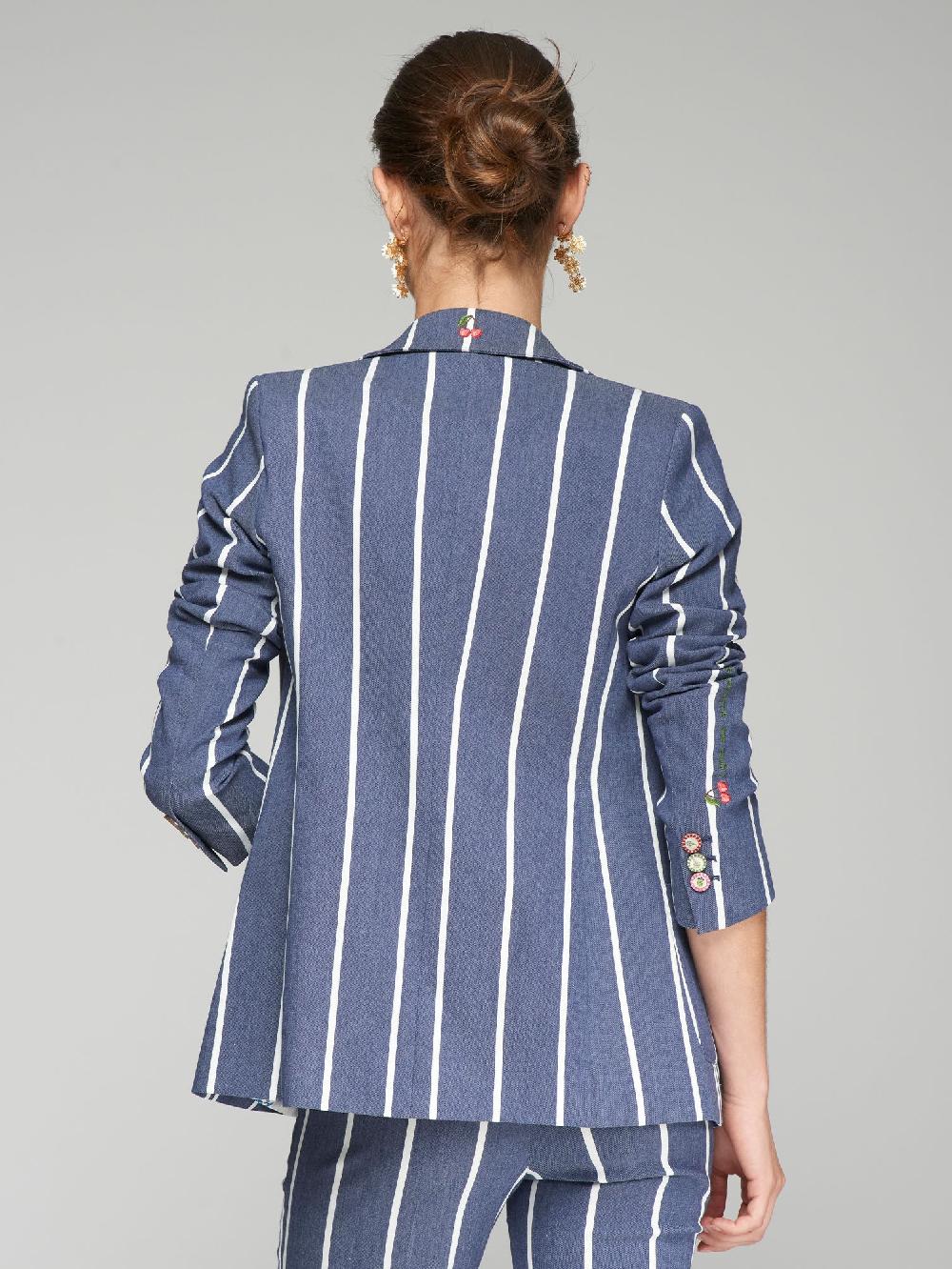 Vilagallo CHAQUETA BORDADA MARINO RAYA BLANCA