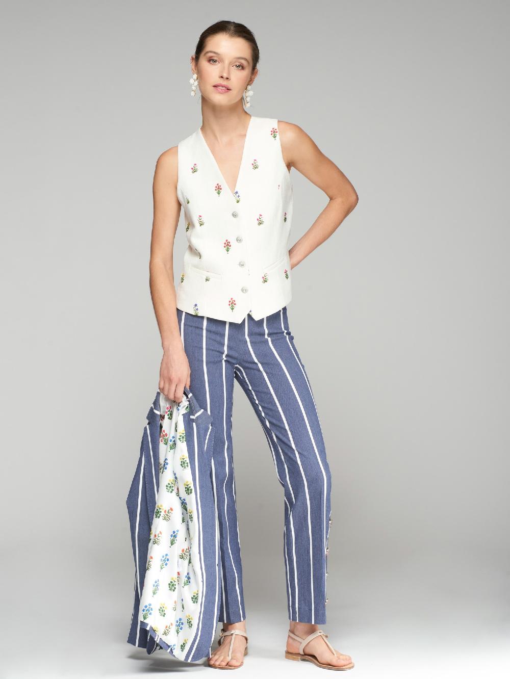 Vilagallo CHAQUETA BORDADA MARINO RAYA BLANCA