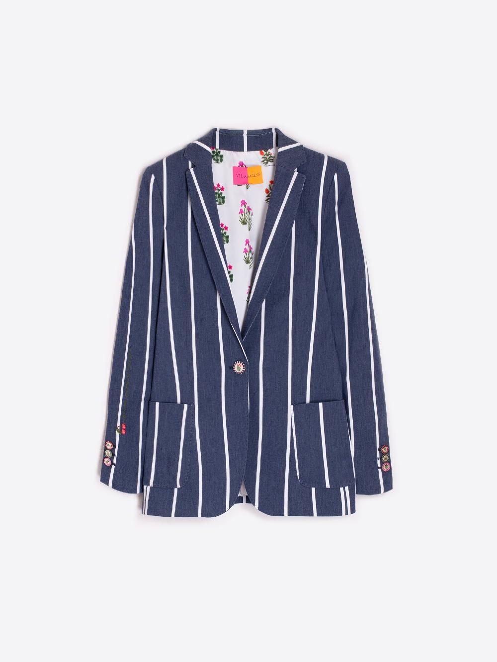 Vilagallo CHAQUETA BORDADA MARINO RAYA BLANCA