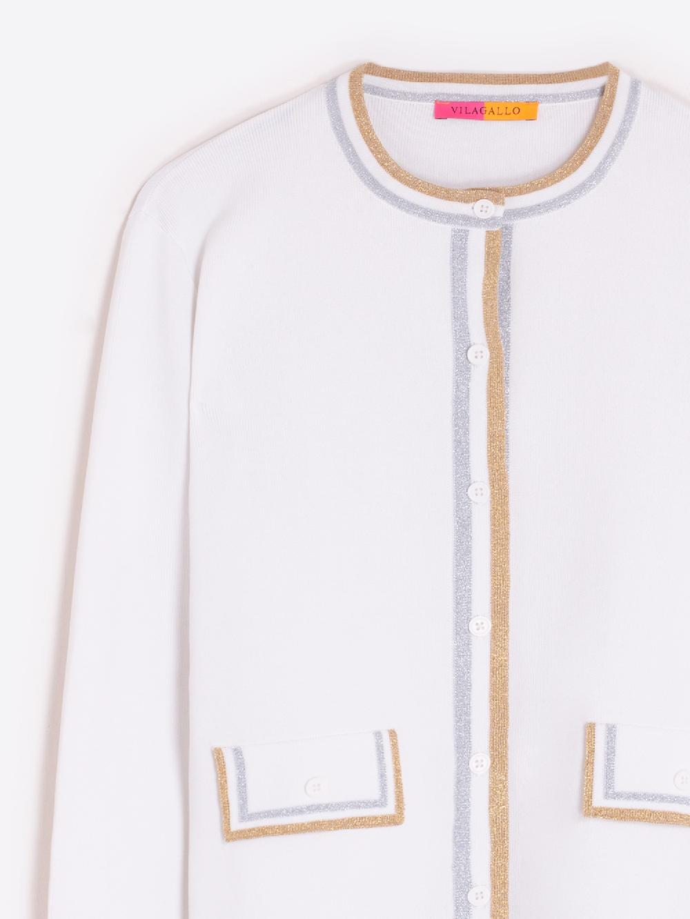 Vilagallo CHAQUETA CORTA PUNTO RIBETE ORO PLATA