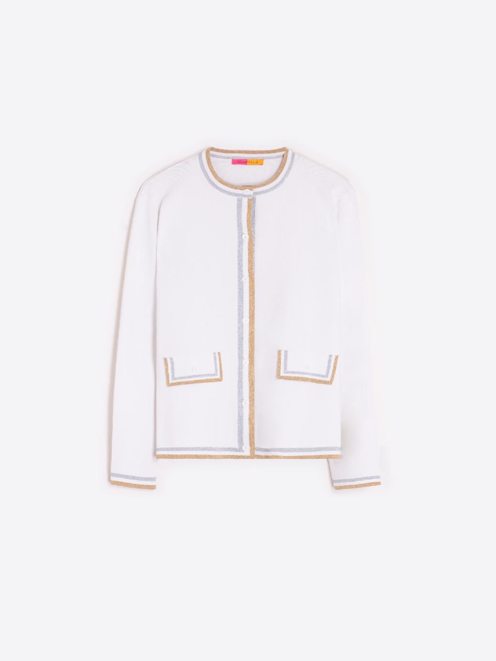 vilagallo CHAQUETA CORTA PUNTO RIBETE ORO PLATA