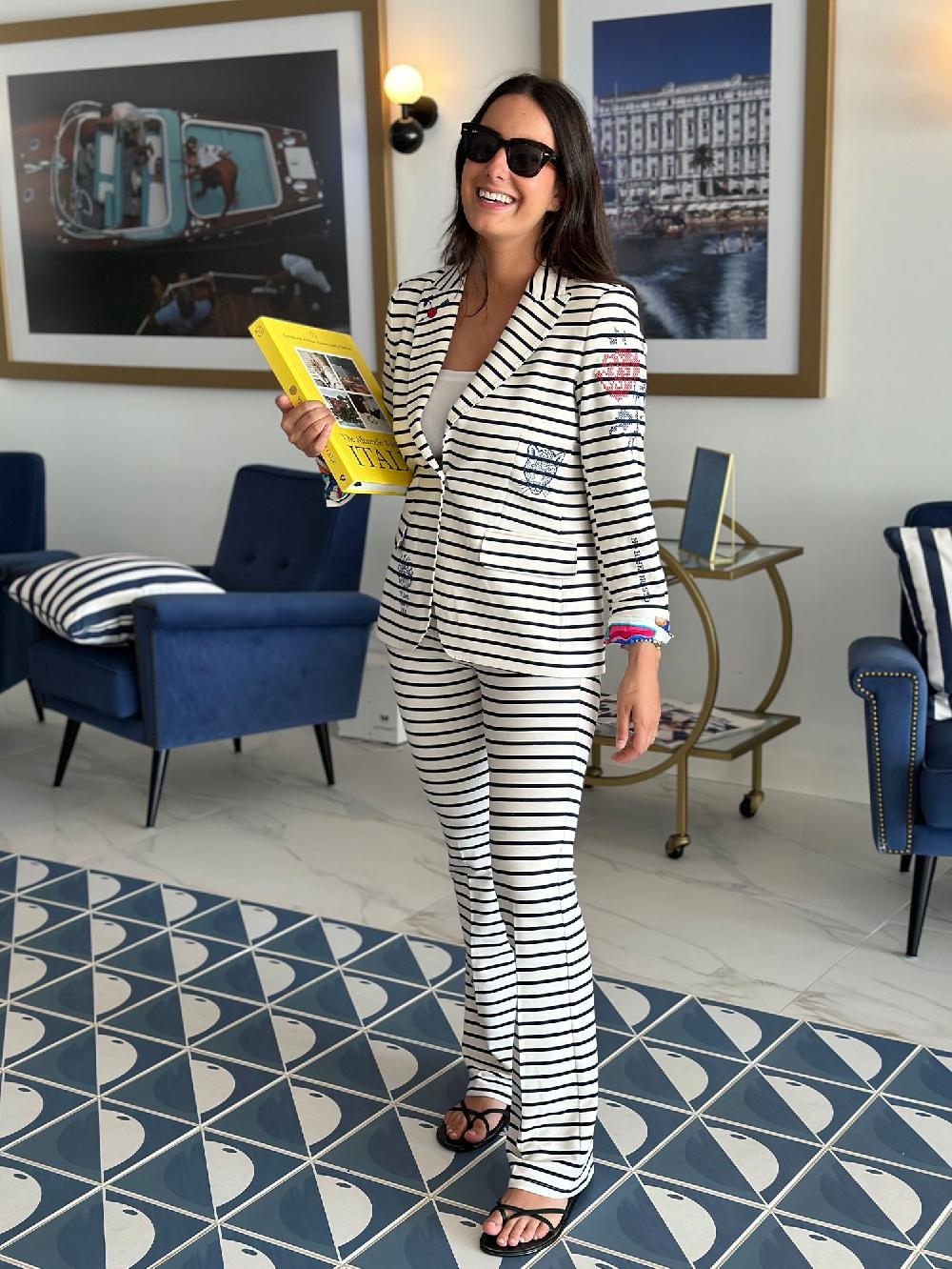 Vilagallo CHAQUETA PUNTO BORDADA RAYA MARINERA