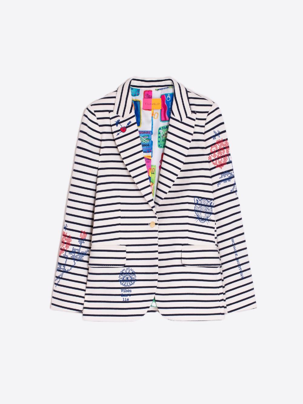 Vilagallo CHAQUETA PUNTO BORDADA RAYA MARINERA