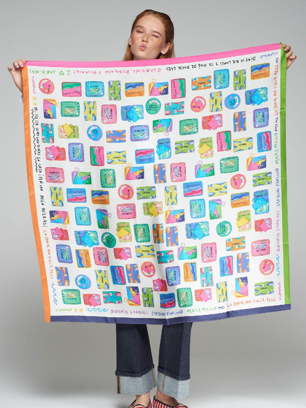 vilagallo FOULARD 100% SEDA SARDINAS