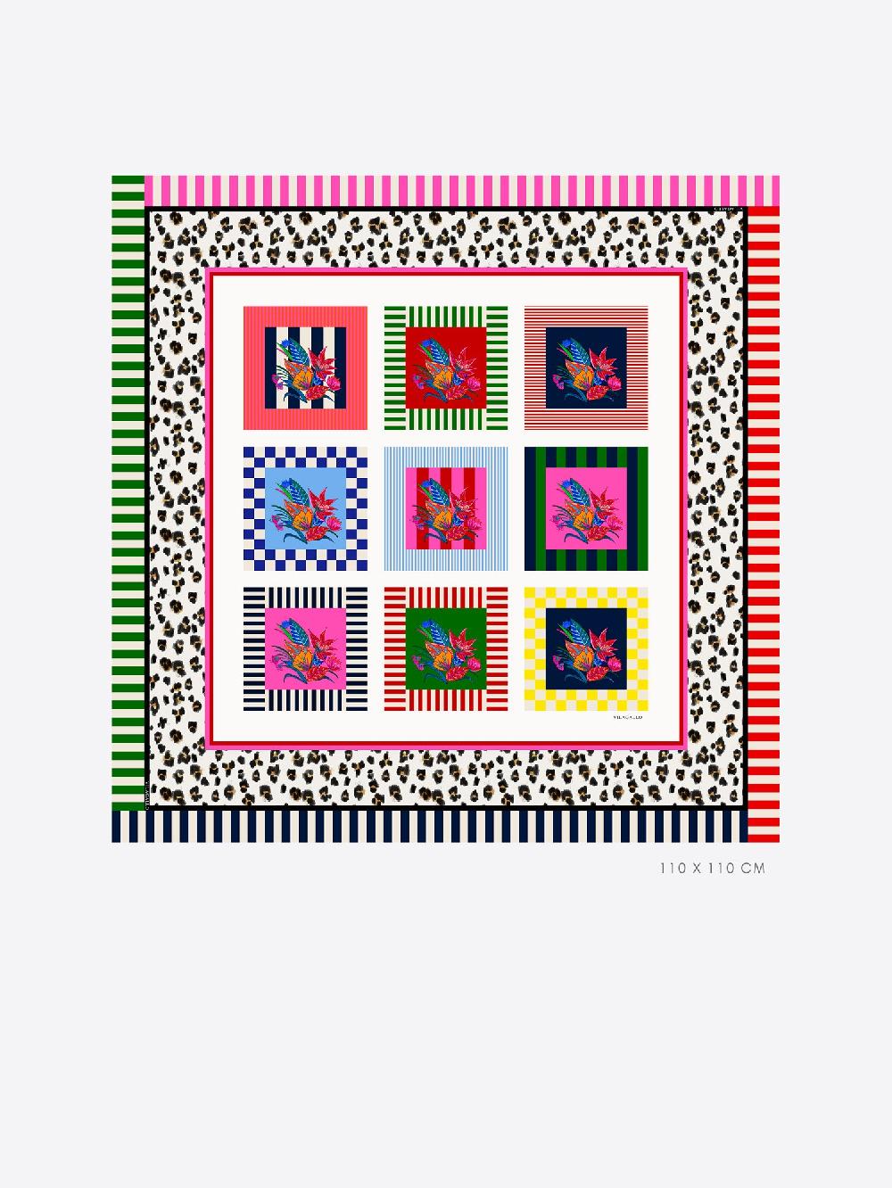 vilagallo FOULARD SEDA FLORES Y ANIMAL PRINT