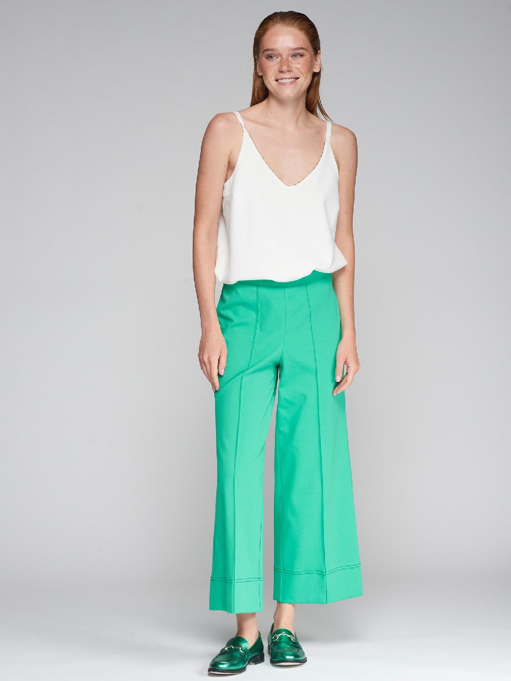 Vilagallo PANTALON ANCHO PUNTO ROMA VERDE