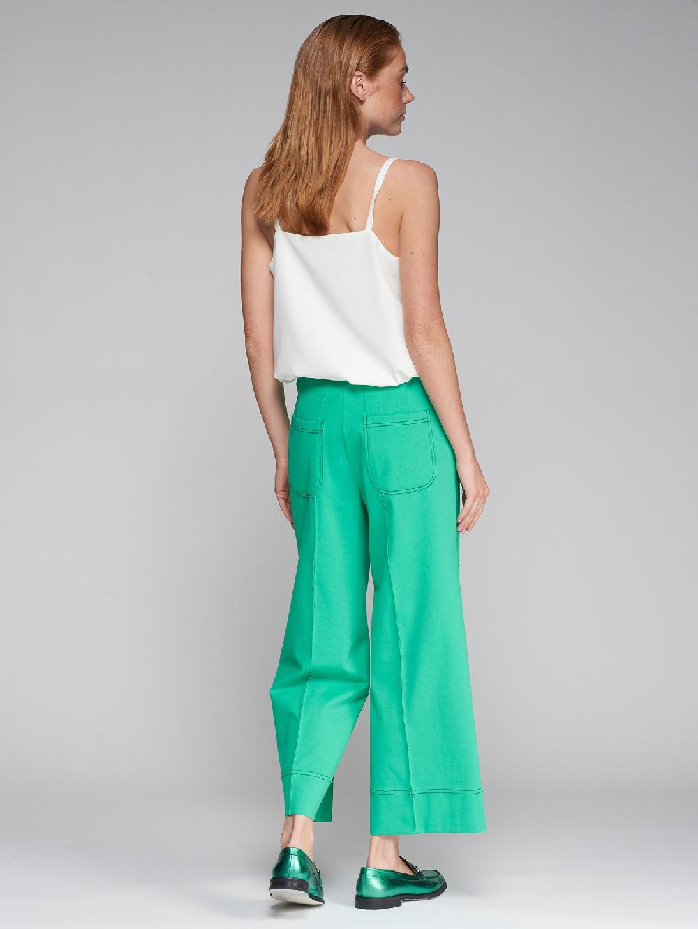 Vilagallo PANTALON ANCHO PUNTO ROMA VERDE