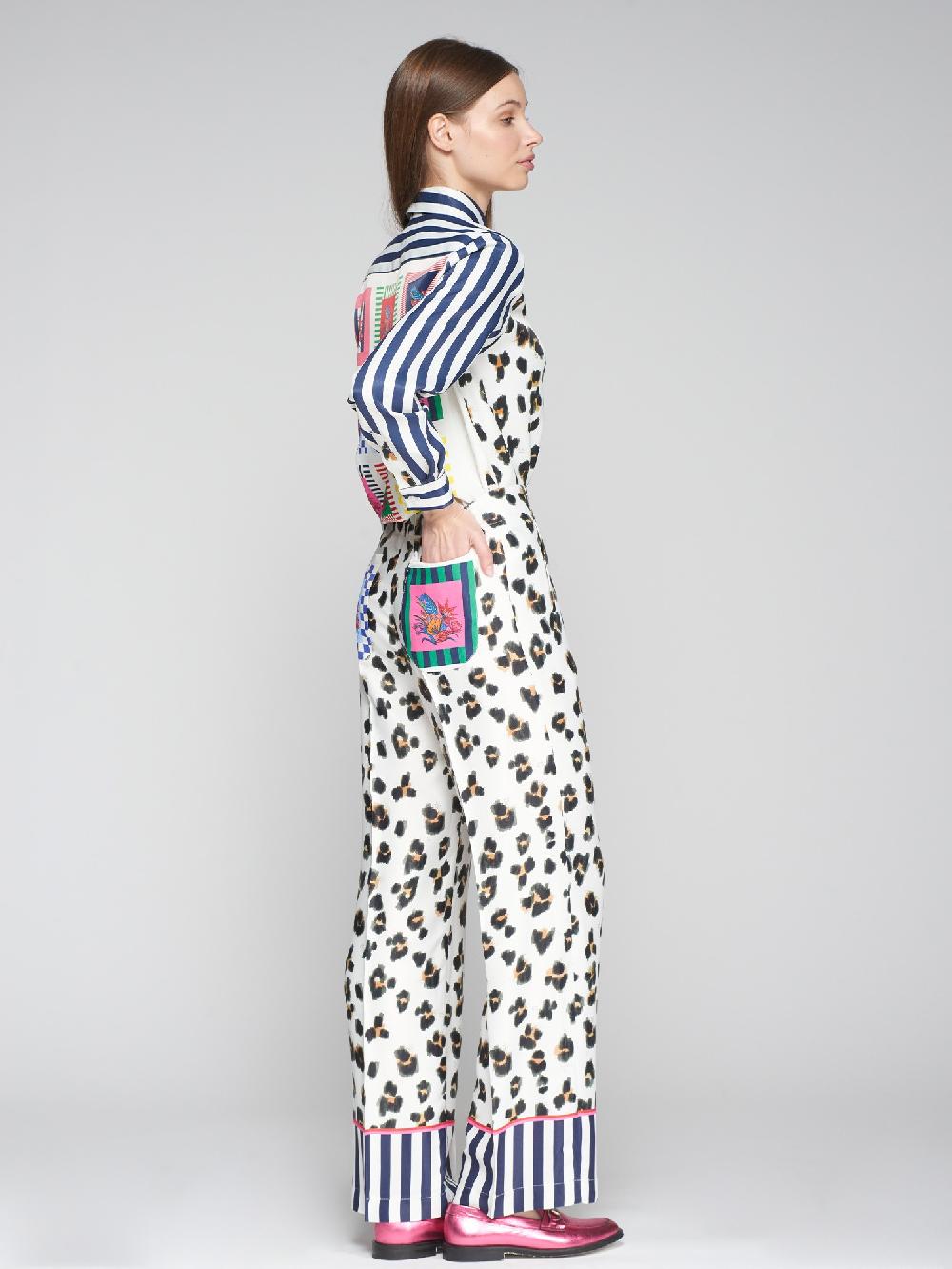 Vilagallo PANTALON FLUIDO LEOPARDO RAYAS