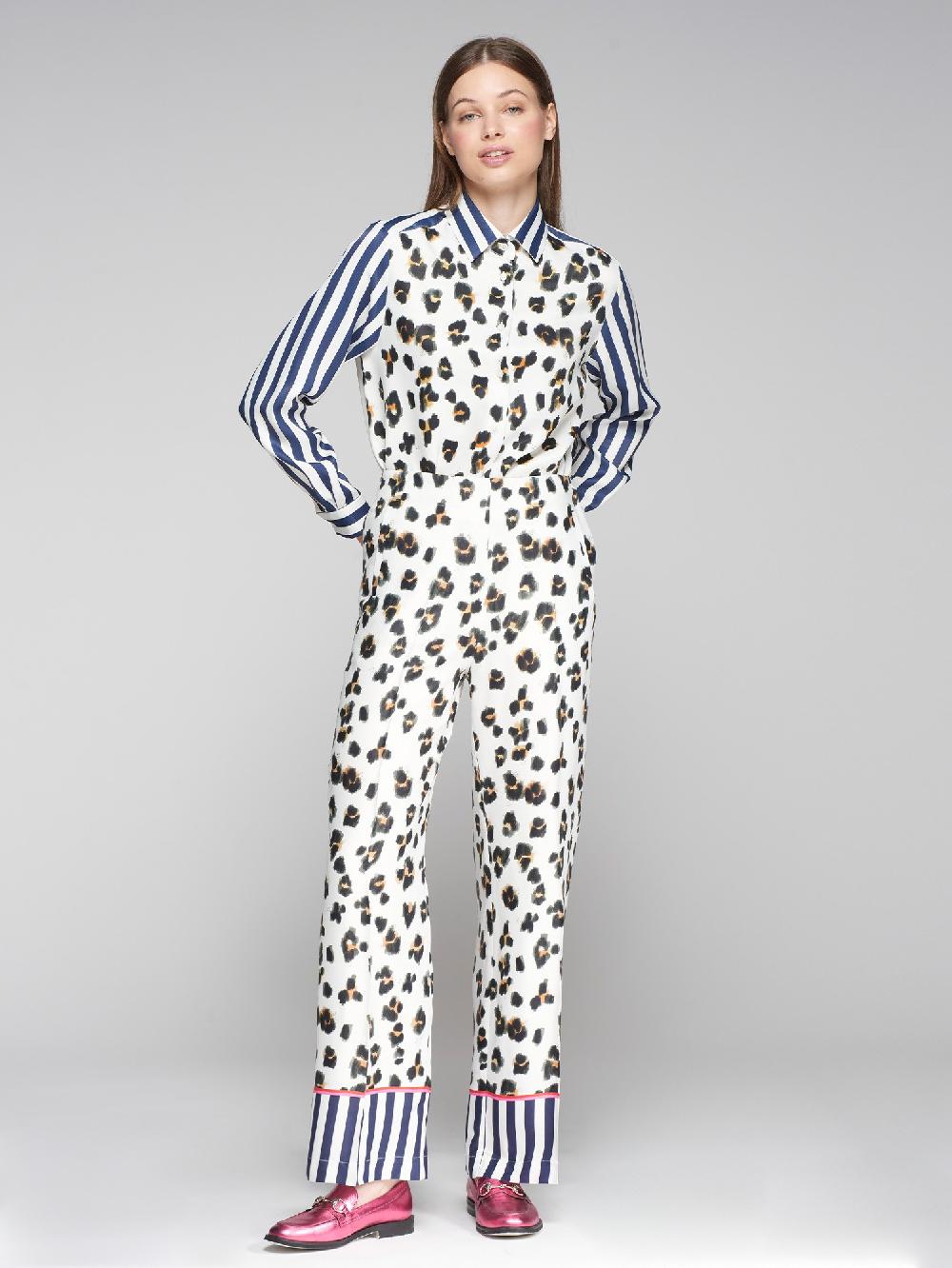 Vilagallo PANTALON FLUIDO LEOPARDO RAYAS