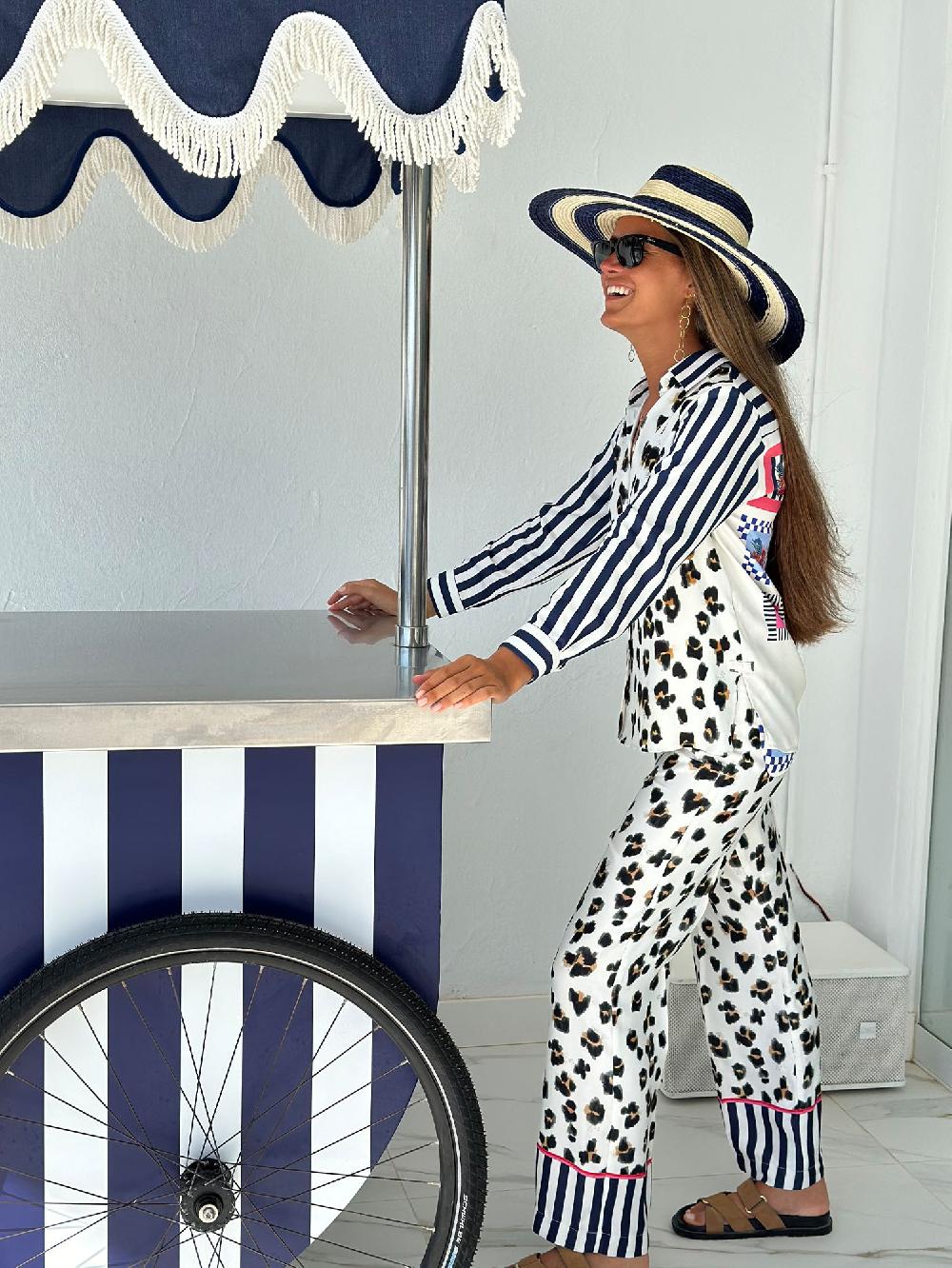 vilagallo PANTALON FLUIDO LEOPARDO RAYAS