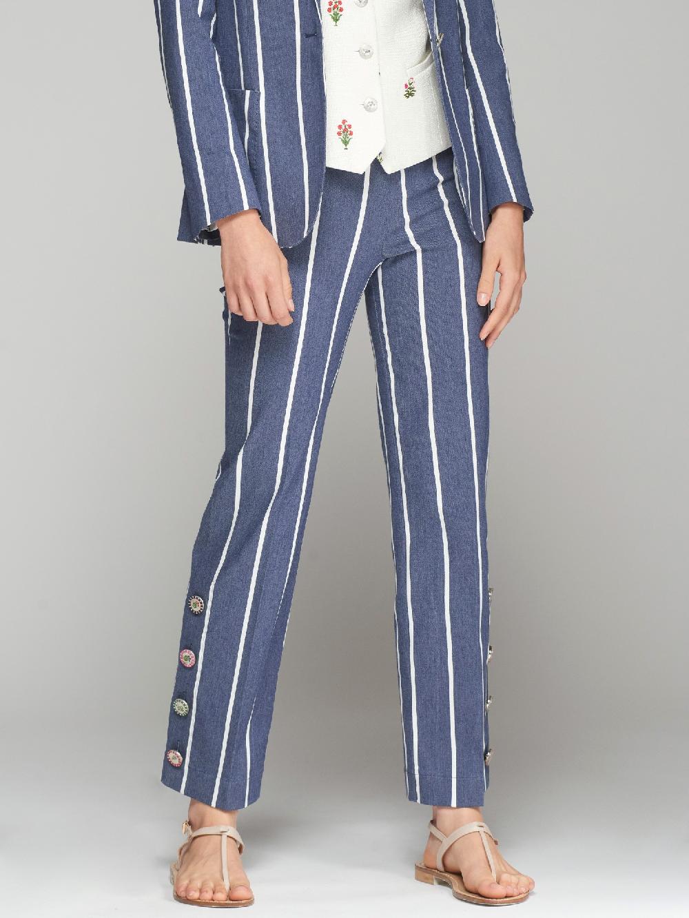 Vilagallo PANTALON MARINO RAYA BLANCA