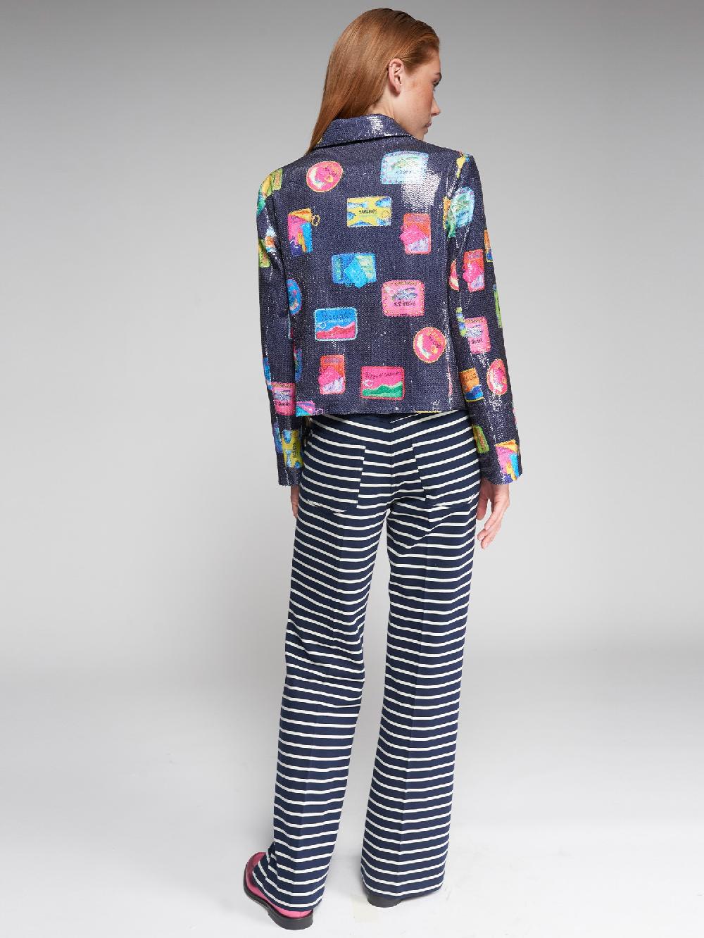 Vilagallo PANTALON PUNTO RAYA AZUL BOTONES