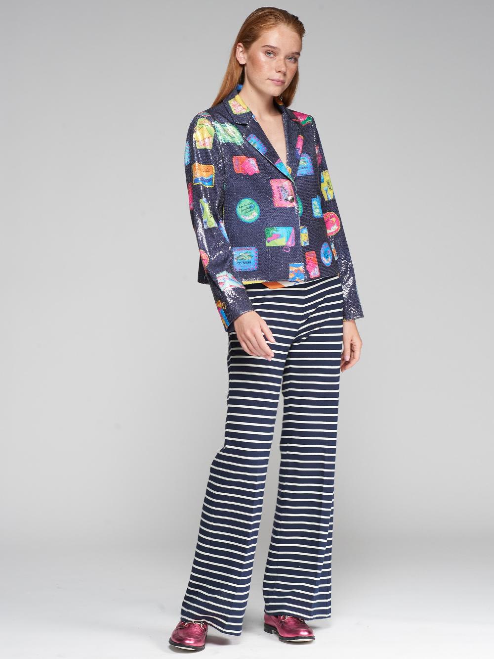 vilagallo PANTALON PUNTO RAYA AZUL BOTONES