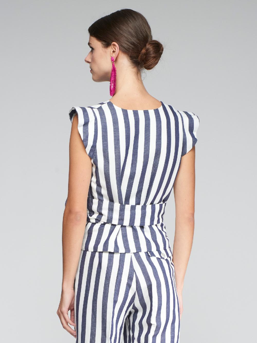 Vilagallo TOP CRUZADO LAZADA RAYA AZUL BLANCA