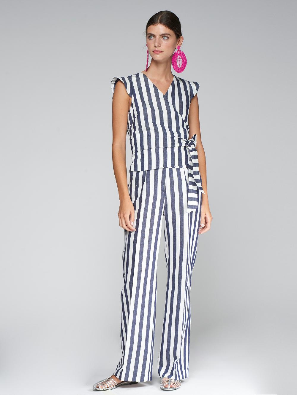 Vilagallo TOP CRUZADO LAZADA RAYA AZUL BLANCA