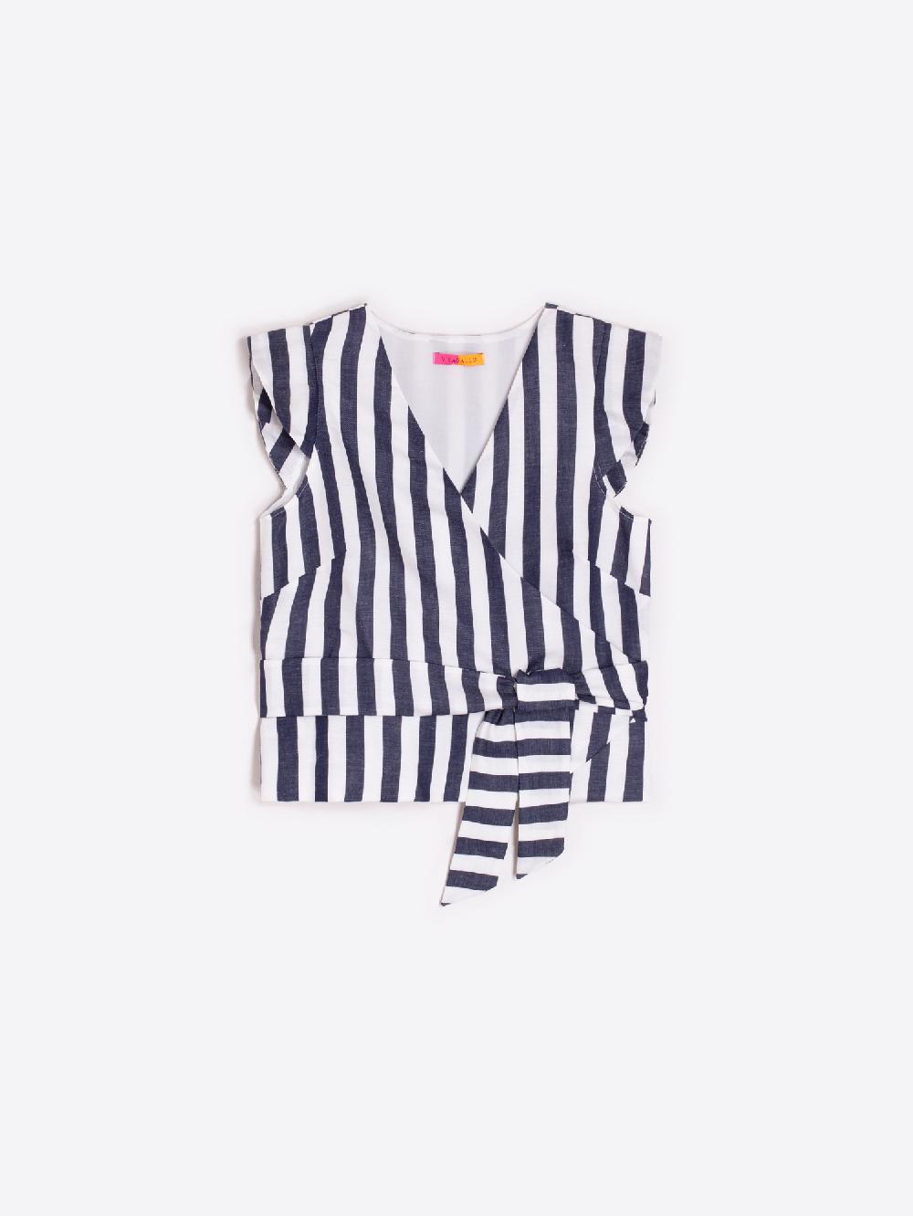 Vilagallo TOP CRUZADO LAZADA RAYA AZUL BLANCA