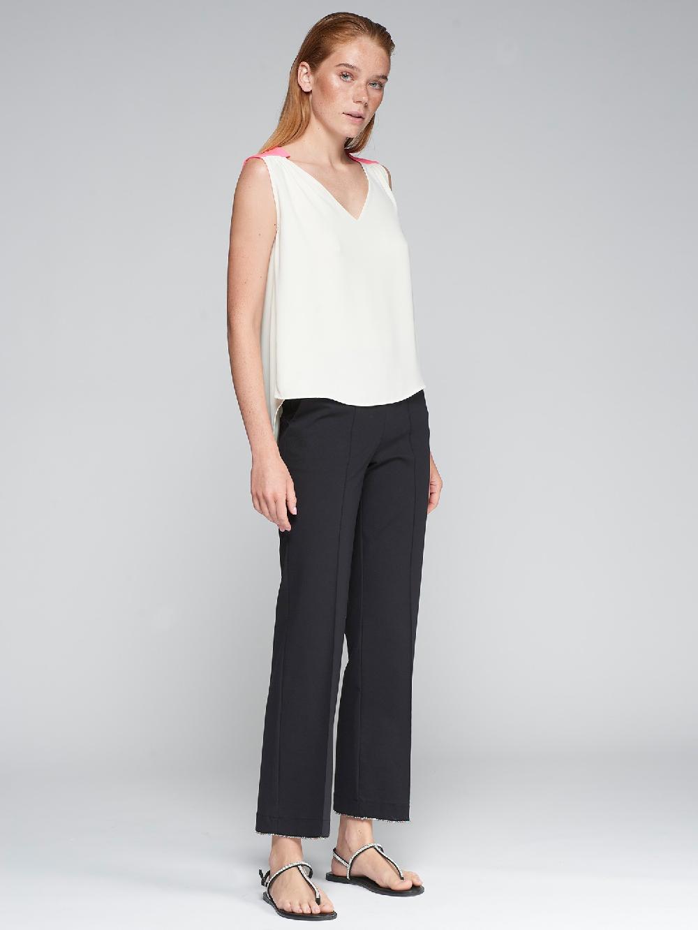 Vilagallo TOP FLUIDO CHIFFON CRUDO ROSA